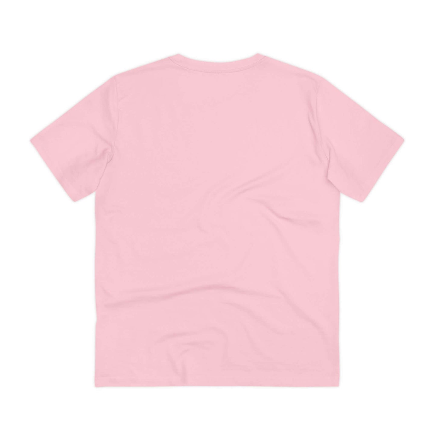 Rückseite des rosa Unisex-T-Shirts "Penelope Featherington" aus 100% biologischer, gekämmter Baumwolle mit Rundhalsausschnitt.