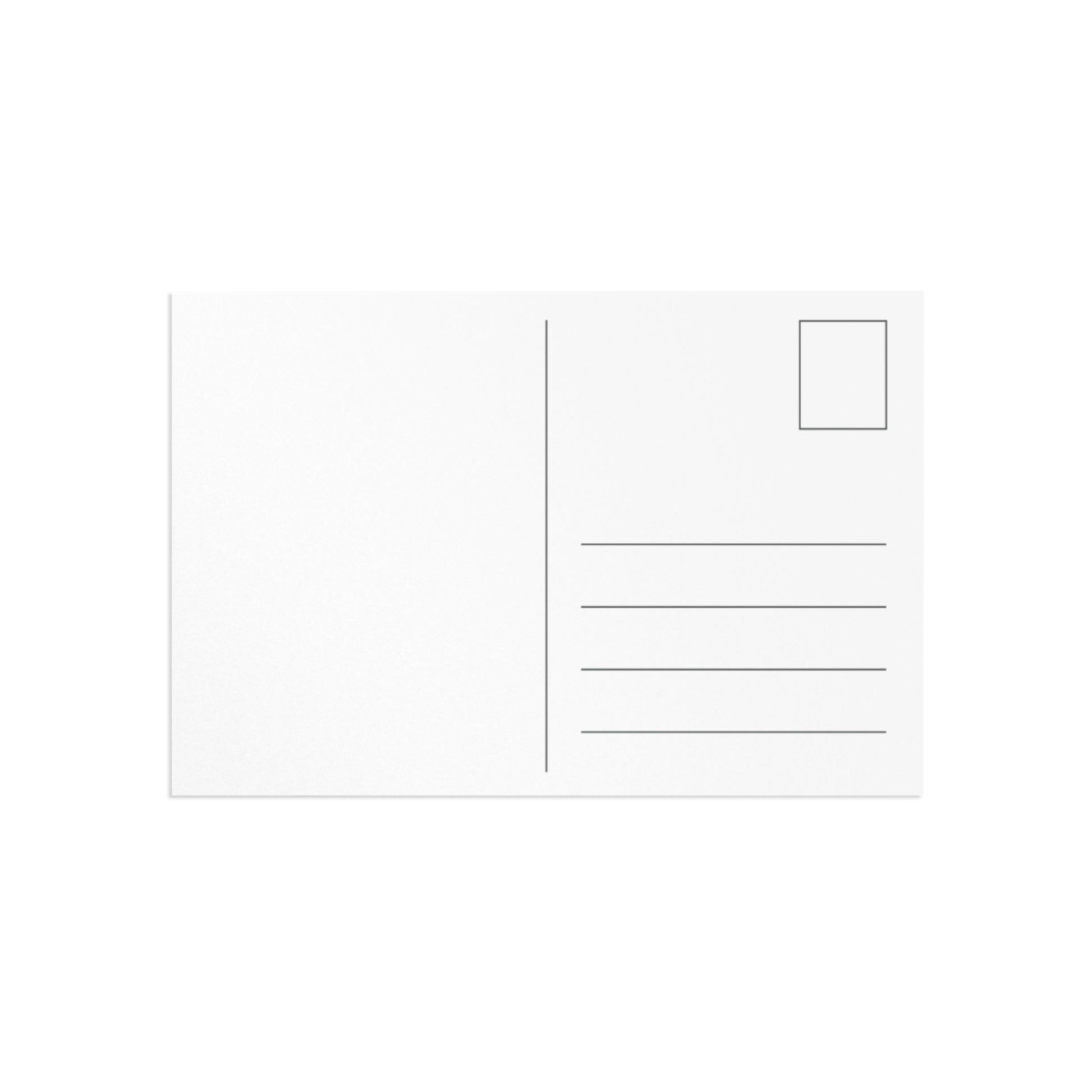 Blank Fine Art Postcard for writing, back view on glossy 280gsm paper, available in 6'' x 4'' and 7'' x 5'' sizes.