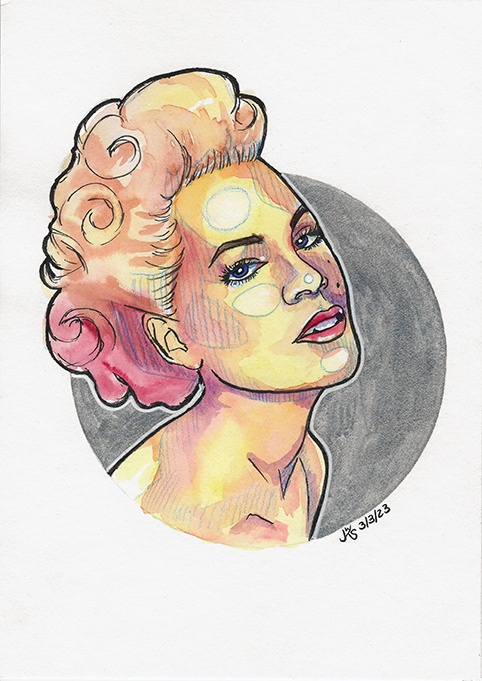 Pink Alecia Beth Moore Aquarell | Comic Sketch Stil