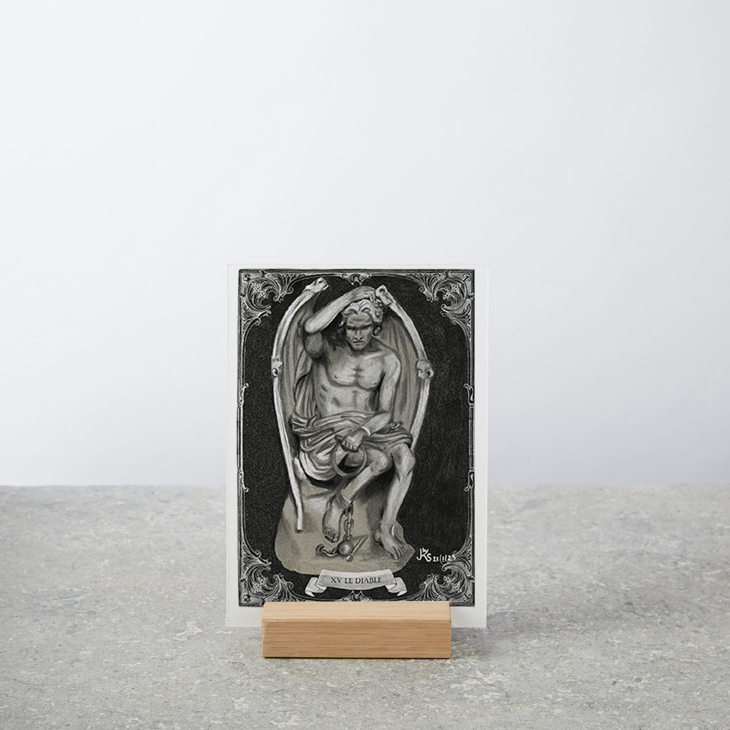 Le Genie Du Mal - Der Teufel | Tarotkarte mit Standfuß | Altar Dekorat-Tarotkarte mit Ständer-Sabrina Wohlfeil Artist