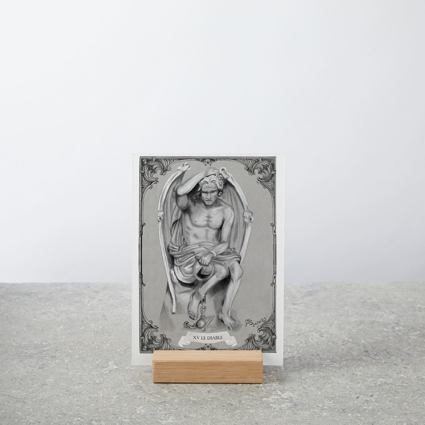 Le Genie Du Mal - Der Teufel | Tarotkarte mit Standfuß | Altar Dekorat-Tarotkarte mit Ständer-Sabrina Wohlfeil Artist