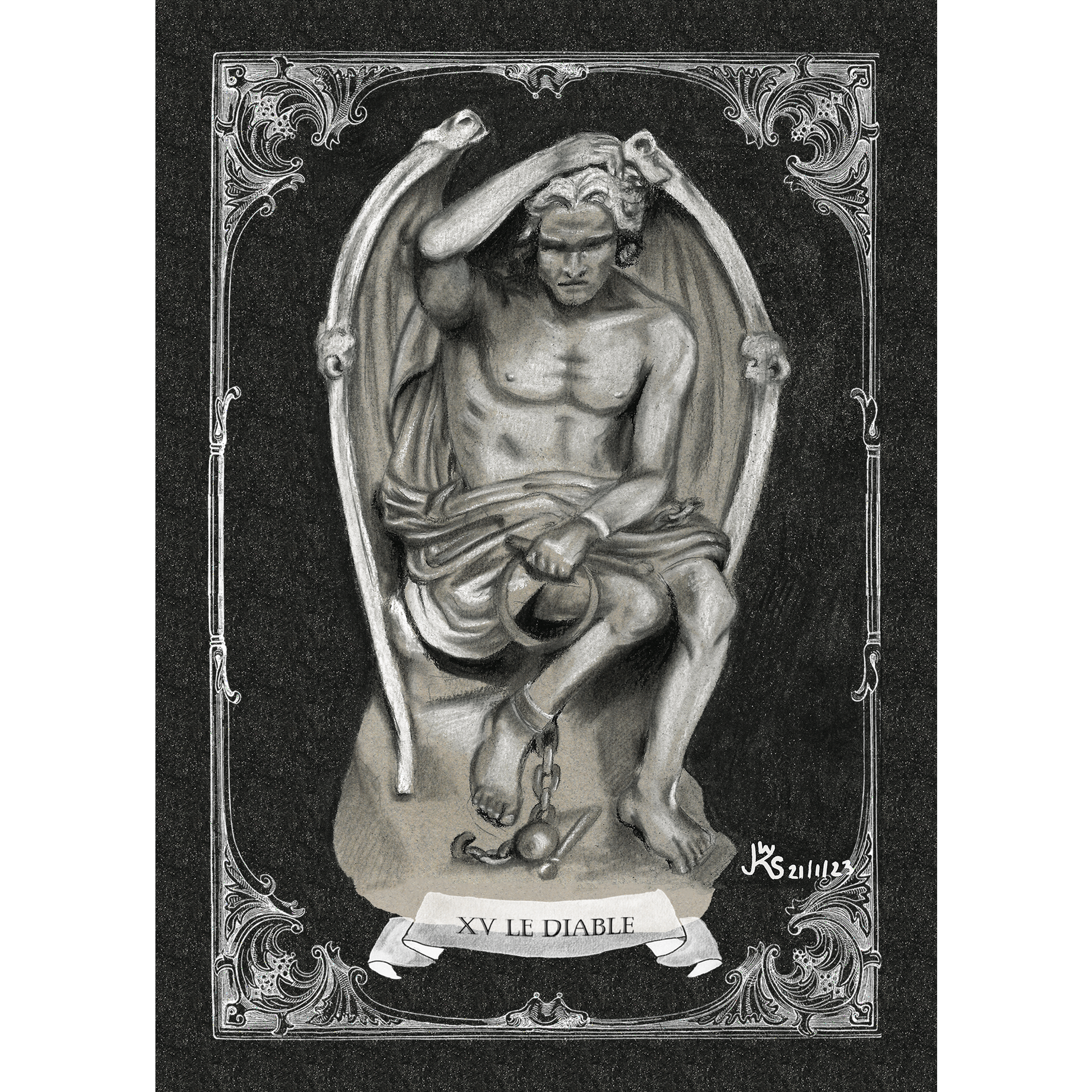 Tarotkarte "Der Teufel" Luzifer | Künstlerpostkarte Fine Art Print