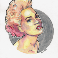 Get the party started - Original Aquarell Porträt Pink Alecia Beth Moore – Bild 3