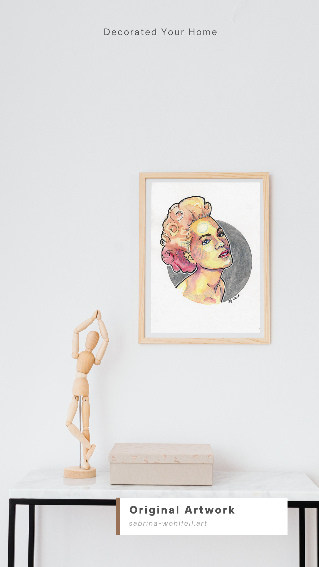 Get the party started - Original Aquarell Porträt Pink Alecia Beth Moore – Bild 4