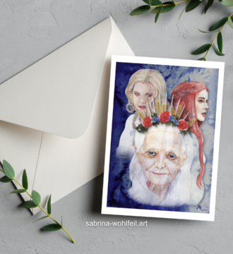 Limitiert - Fine Art Postkarte Tarotmotiv "Die Hohepriesterin"