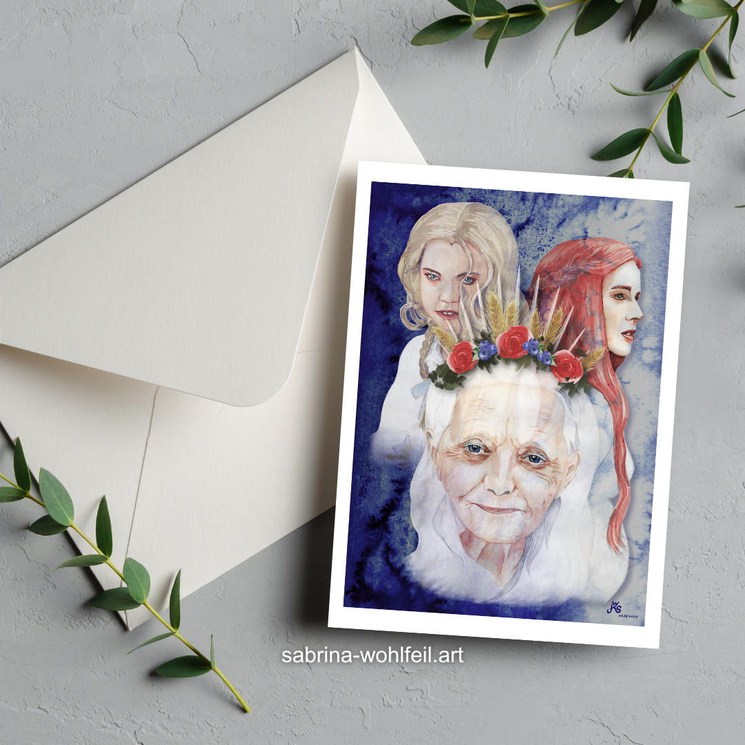 Limitiert - Fine Art Postkarte Tarotmotiv "Die Hohepriesterin"