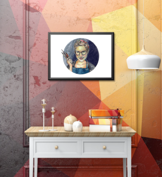 Modernes Aquarell-Porträt nach Foto im Comic Sketch Stil