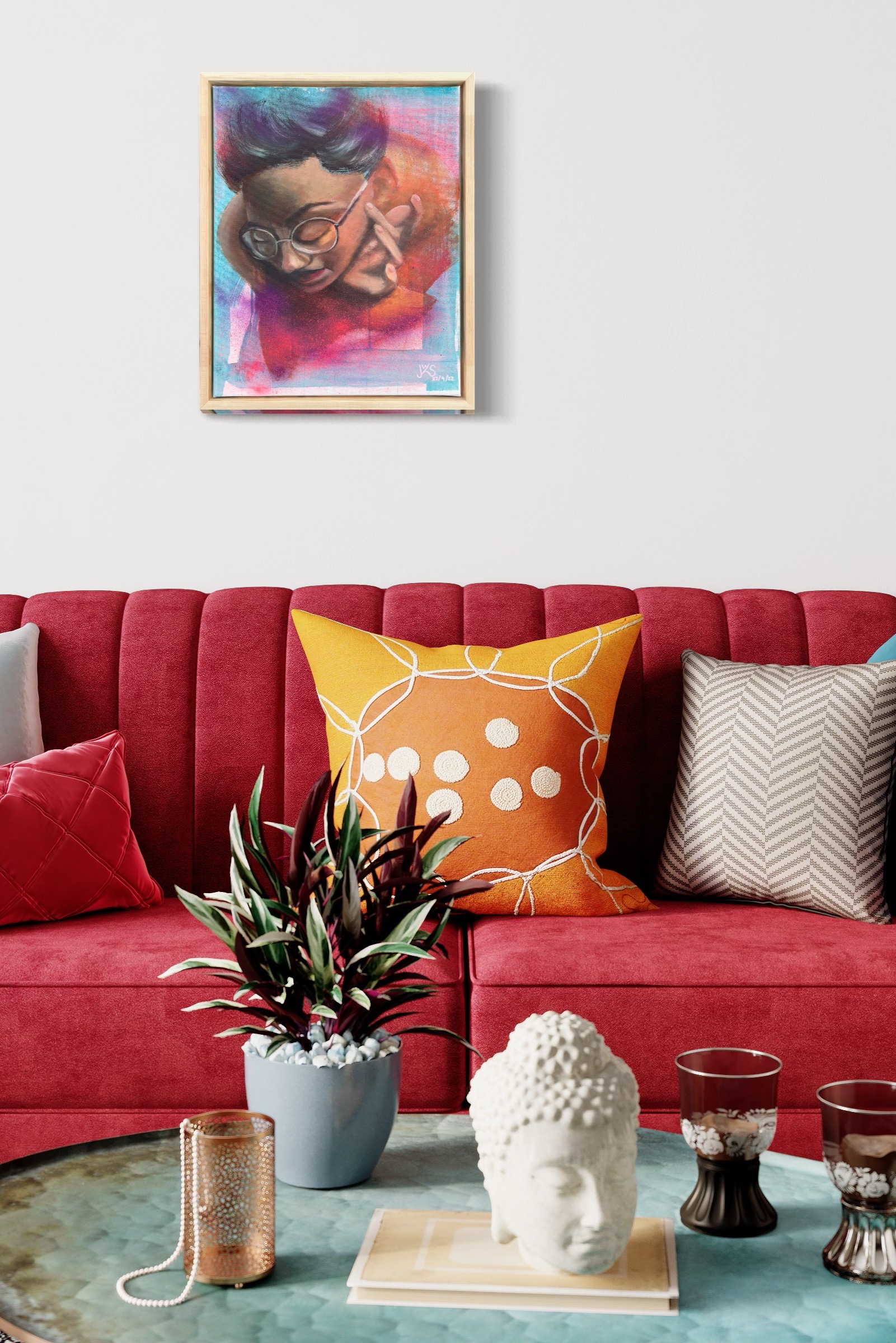 Nora - Original Mixed Media Porträt auf Leinwand - Acryl/Öl – Bild 4