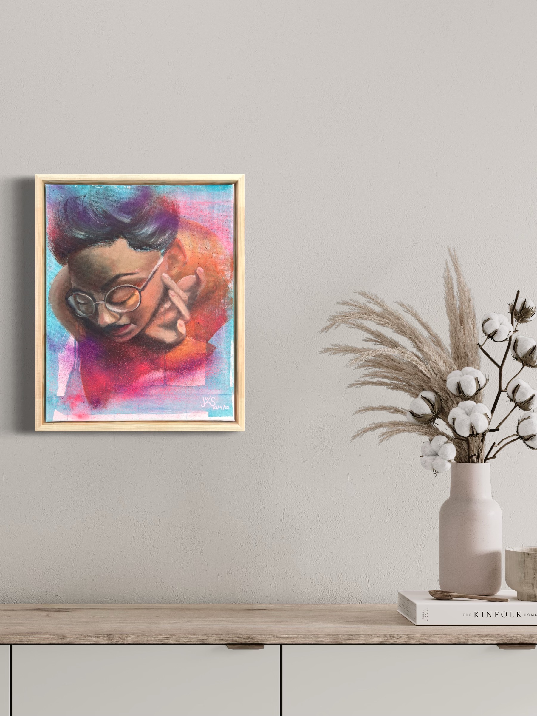 Nora - Original Mixed Media Porträt auf Leinwand - Acryl/Öl – Bild 3