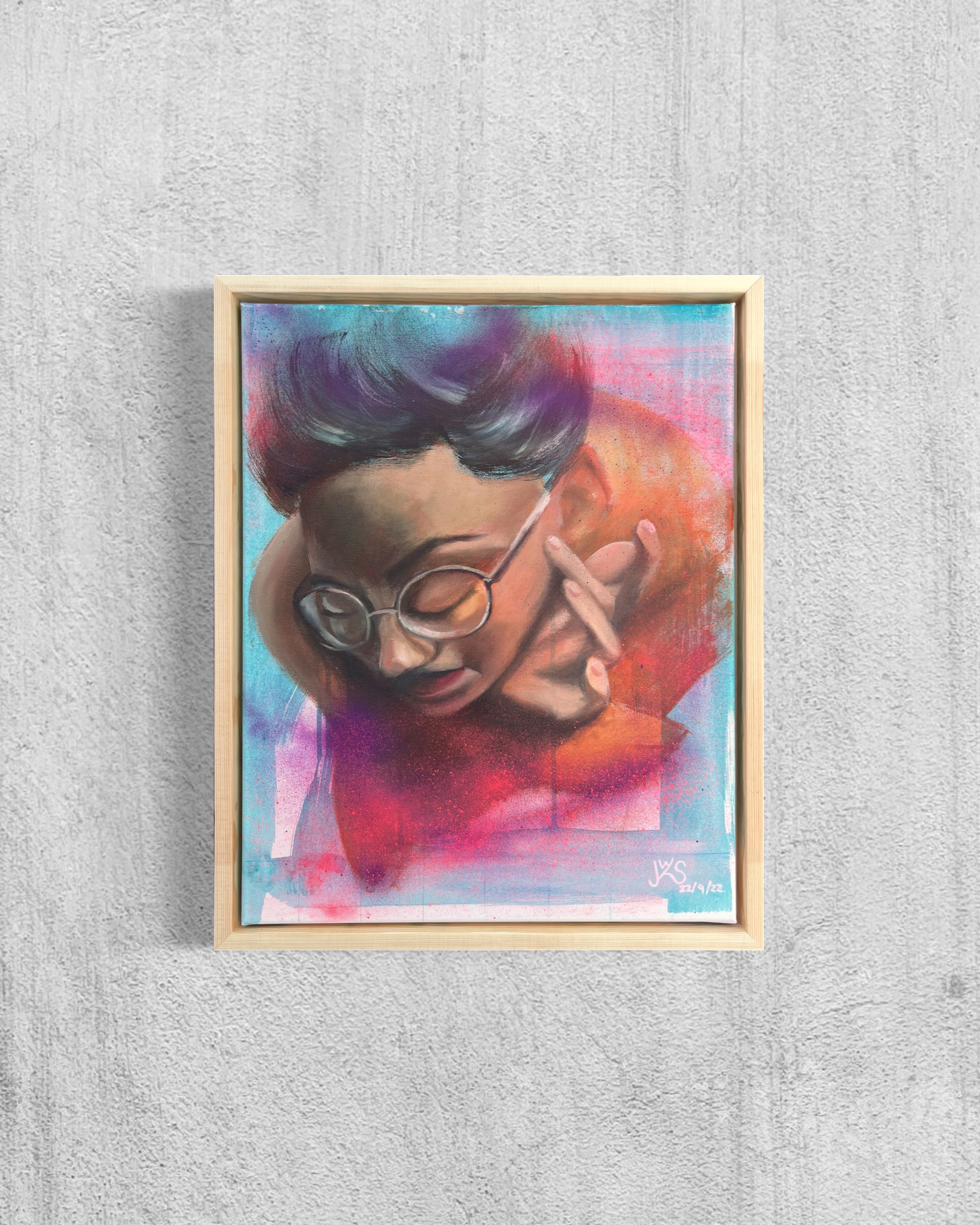 Nora - Original Mixed Media Porträt auf Leinwand - Acryl/Öl – Bild 2