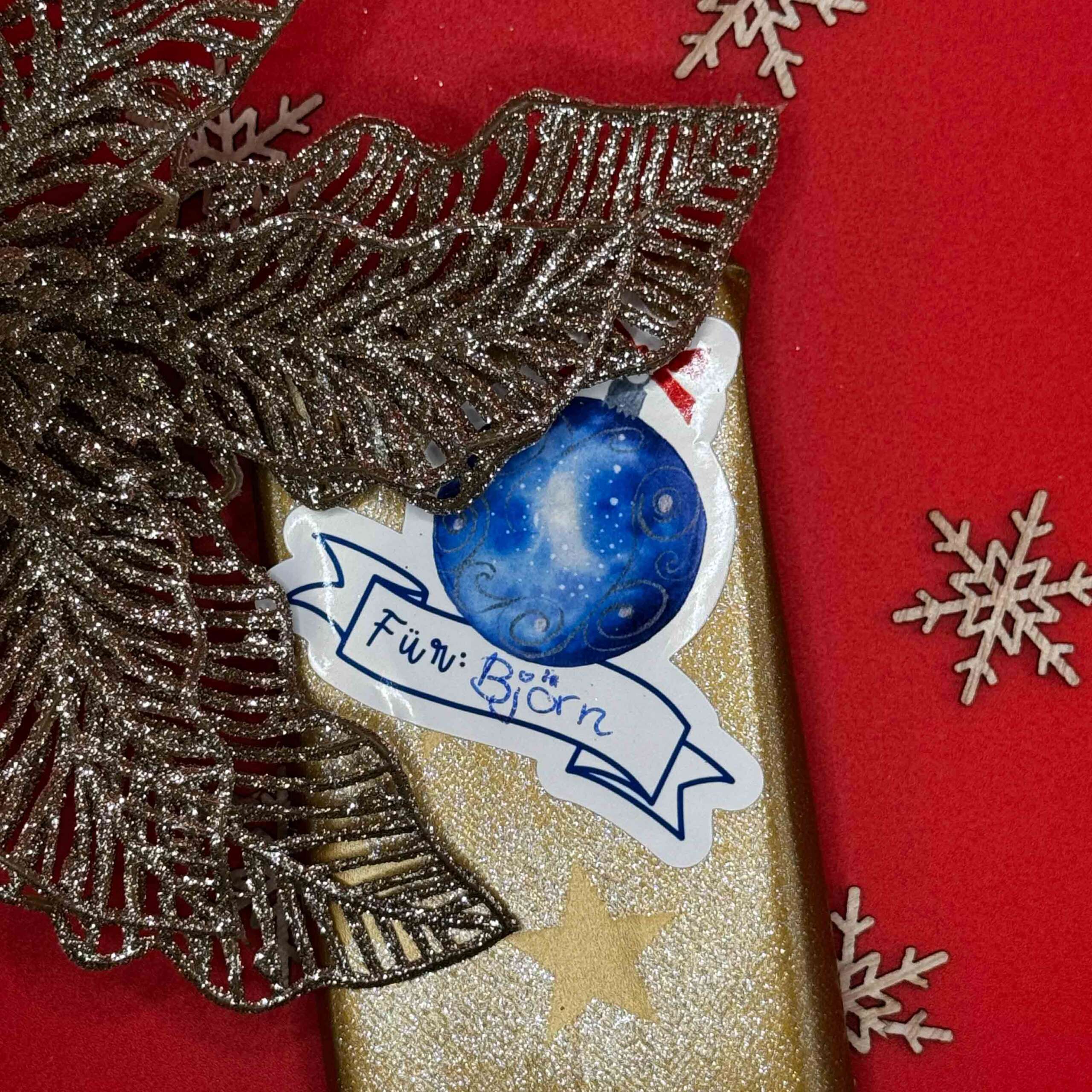 Galaxy Weihnachtskugel Geschenketikett