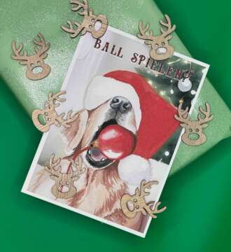 Weihnachtskarte lustige Hundeillustration