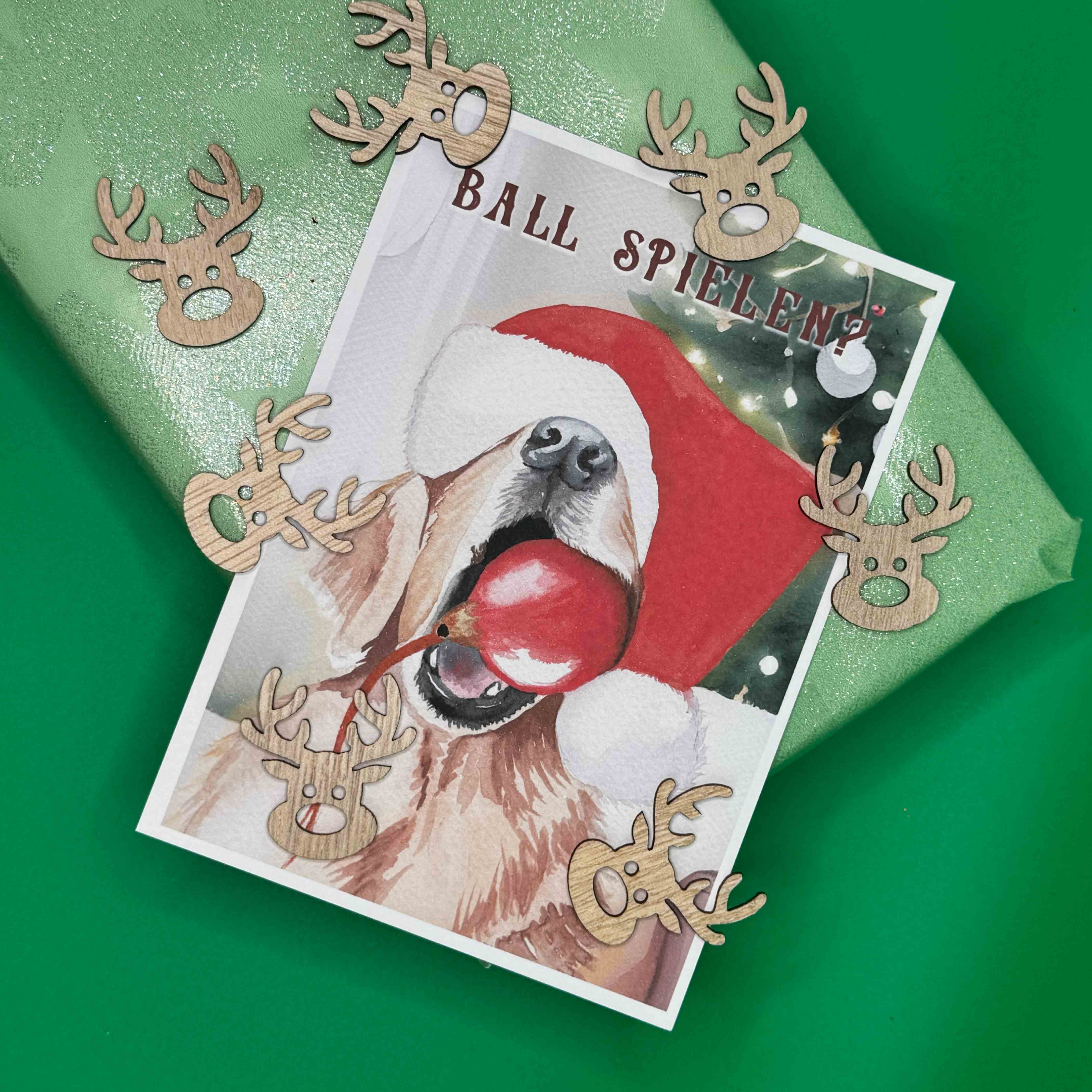 Weihnachtskarte lustige Hundeillustration