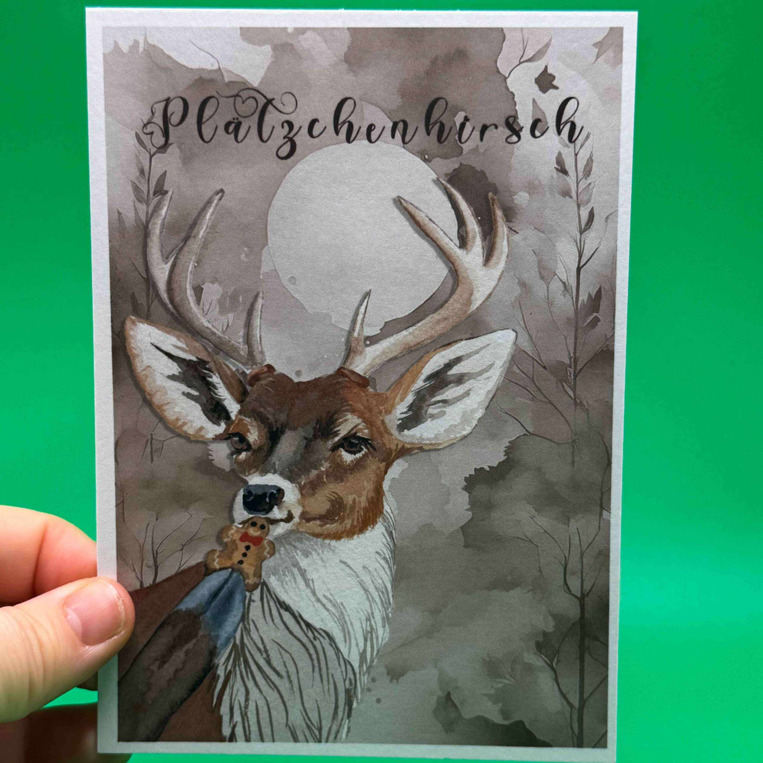 Weihnachtskarte Plätzchenhirsch DIN A6