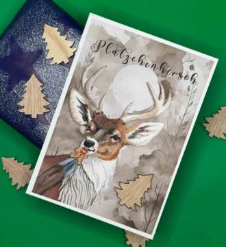 Weihnachtskarte Plätzchenhirsch DIN A6