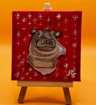 Mini Leinwand Hippopotamus for X-Mas