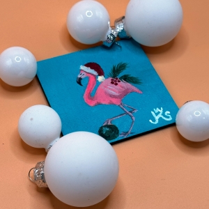 Kühlschrankmagnet Flamingo Weihnachten