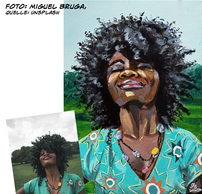 Handgemaltes Acryl Porträt auf Leinwand nach Deinem Foto – Bild 4