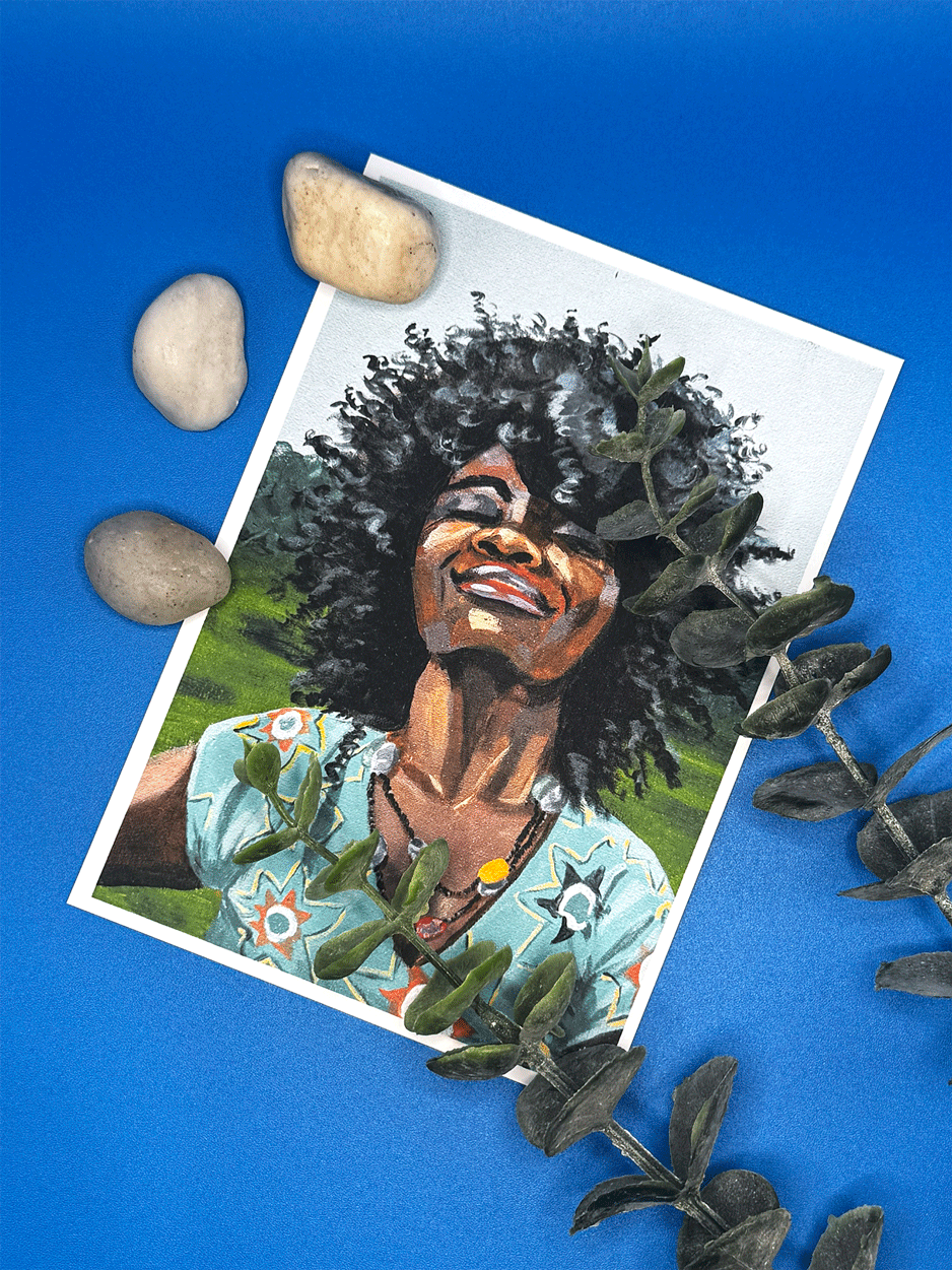 In the Light Postkarte Afro Porträt – Kunstprint A6