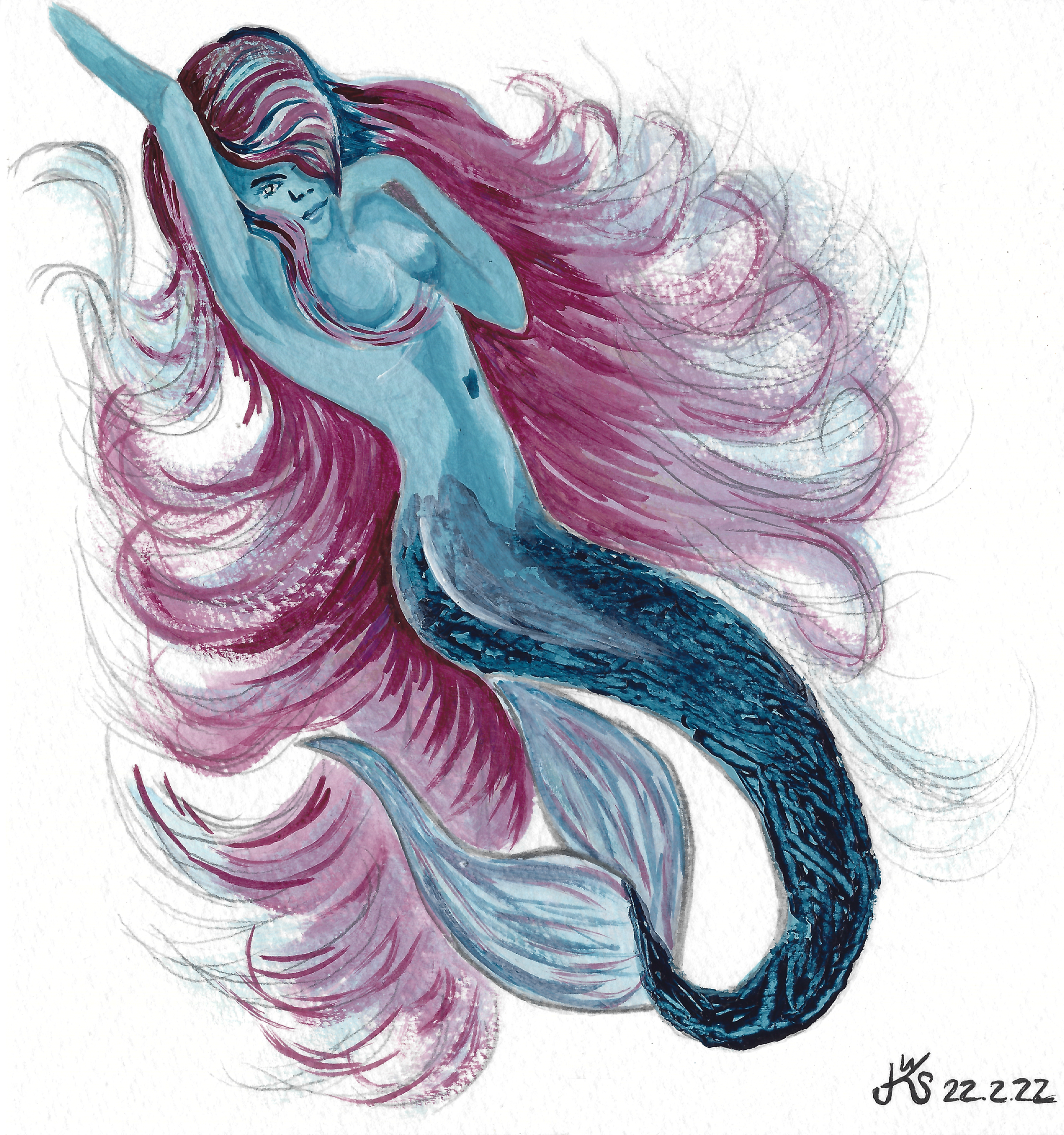 Kleine Meerjungfrau - Original Acryl auf Karton – Bild 4