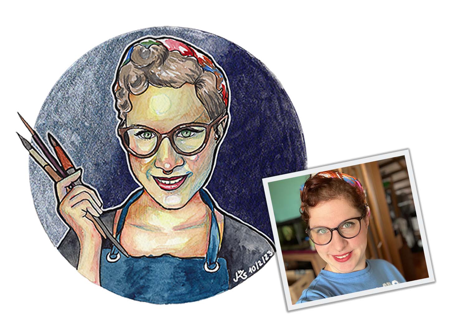 Modernes Aquarell-Porträt nach Foto im Comic Sketch Stil – Bild 5