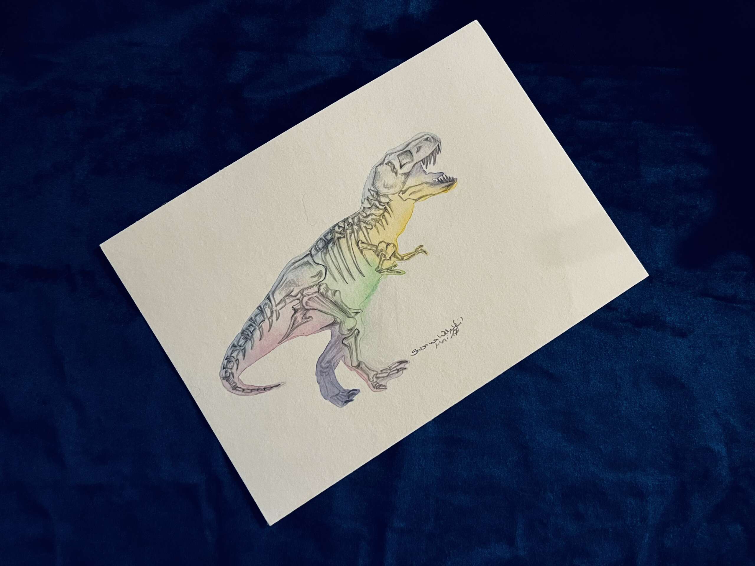 Tristan bares Teeth - Original Aquarell in Grisaille Technik