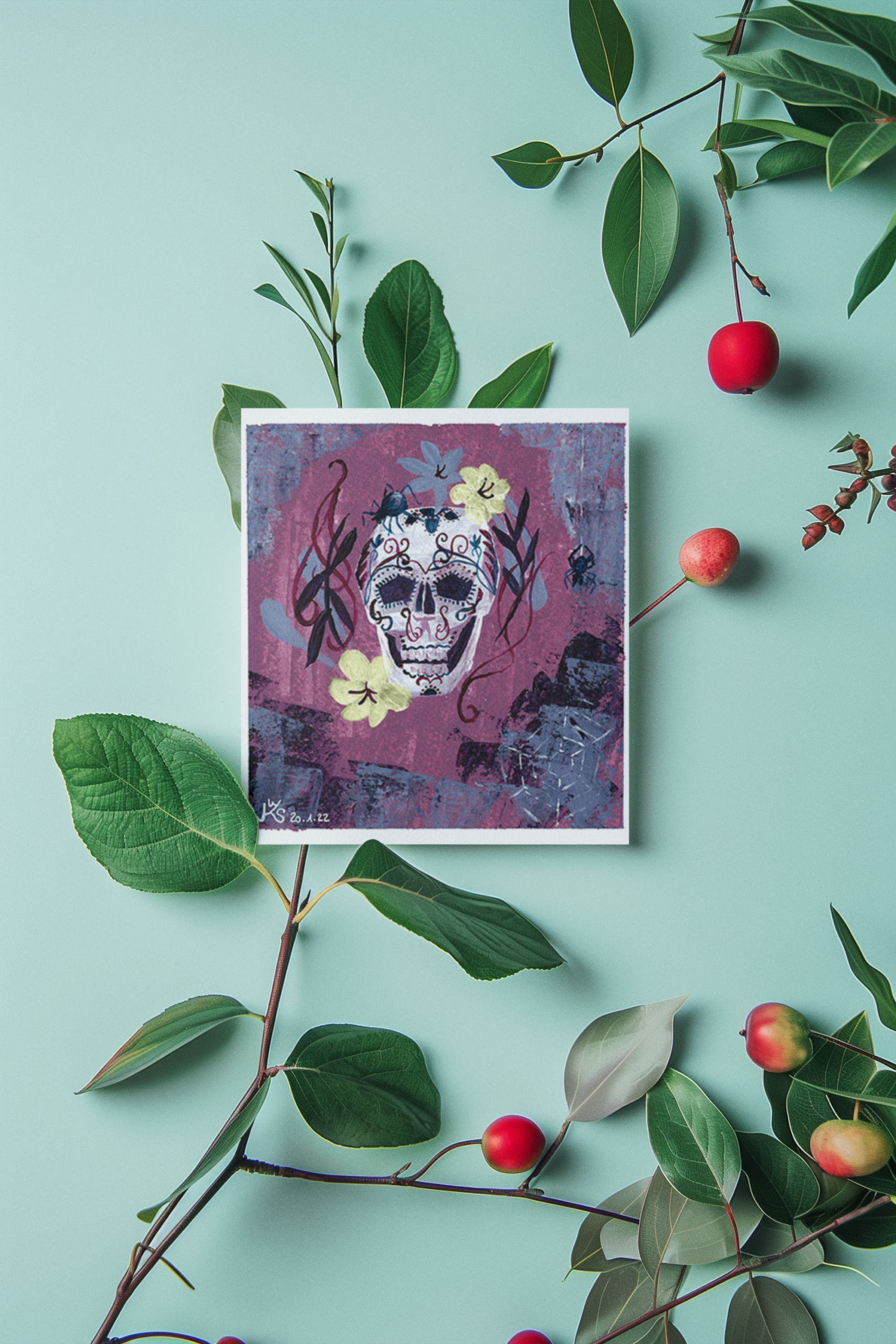 Calavera Candy Skull - Unikat Acryl auf Karton