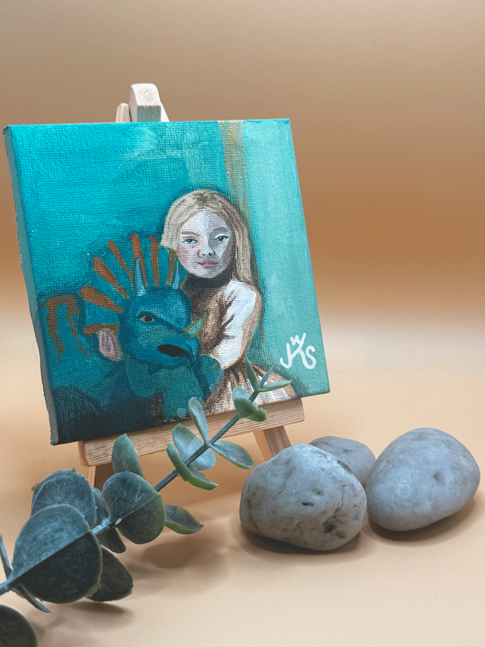 Triceratops – surreales Mini-Gemälde